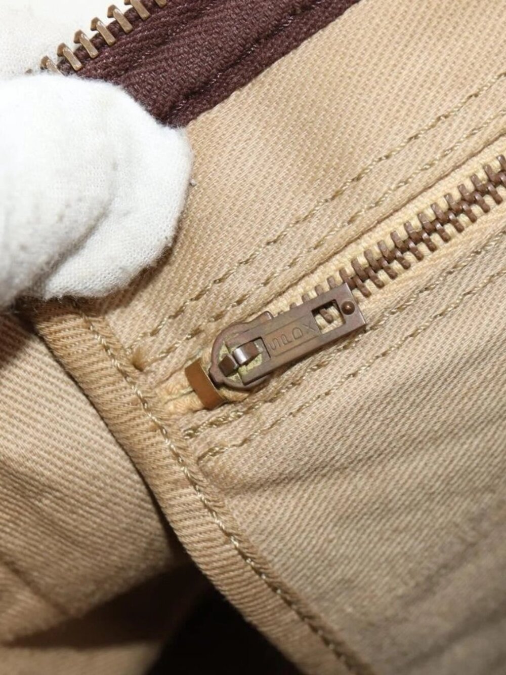 Christian Dior Trotter Canvas Boston Bag Beige Gold Auth 157139 - Picture 12 of 16